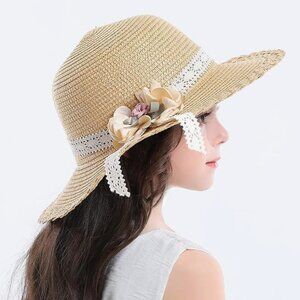 Bienvenu Little Girl Kids Summer Straw Hat Wide Brim Floppy Beach Sun Visor Hat